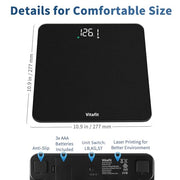 Vitafit Bathroom Scale for Body Weight Accuracy 0.1lb, Weight Scale 400lb | Professional Factory Since 2001 Digital Weighing Scales for Weight, Step On and 3xAAA Included, LED, Spray Silver Black
