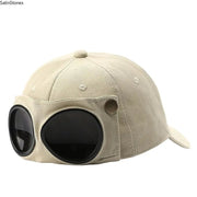 Detachable Goggle Pilot Baseball Cap
