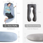 MOON PARK Pregnancy Pillows for Sleeping - 57 Inch U Shaped Full Body Maternity Pillow with Removable Cover - Support for Back, Legs, Belly, Hips - Pregnancy Pillow for Women - Grey
