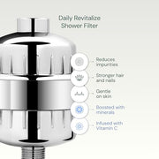 Aquabliss SF100 Daily Revitalize Shower Filter - Chrome | Vitamin C shower filter, vitamins and minerals infusion, softer-feeling skin, healthier hair, SF100