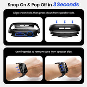 Tensea 3PCS for Apple Watch Screen Protector Case Series 12 46mm | iWatch Protective Face Cover for Women Men, Tempered Glass Film Hard Bumper for iPhone Watch 12 46 mm Accessories