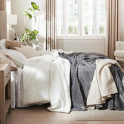 Bedsure GentleSoft Sherpa Fleece Throw Blanket for Couch, Non-Heated, Thick & Warm Cozy Comfort Christmas Blanket for Winter Fall, Soft Fuzzy Plush Throw Gifts for Women and Men, Grey, 50x60 Inches