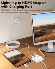Lightning to HDMI Adapter for iPhone, [Apple MFi Certified] Digital AV Dongle, 1080P Sync Screen Cable with Lightning Charging Port for iPhone, iPad to TV/Projector/Monitor No Need Power Supply
