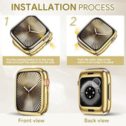 JR.DM 40mm Soft Flexible TPU Case Compatible for Apple Watch Series 6/5/4/SE Touchable Screen Lightweight Anti-Scratch All-Around Protector Thin Guard Shockproof Cover Shiny Bumper for iWatch, Gold