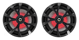 Rockville RKL80MB 8" Black 2-Way Marine Boat LED Speakers Pair | 900W Peak / 200W RMS, 4 Ohm, IP66 Waterproof, Red/Blue Beat-Sync LEDs, 40Hz-20kHz, Includes 16.4 Ft Wire and Grilles