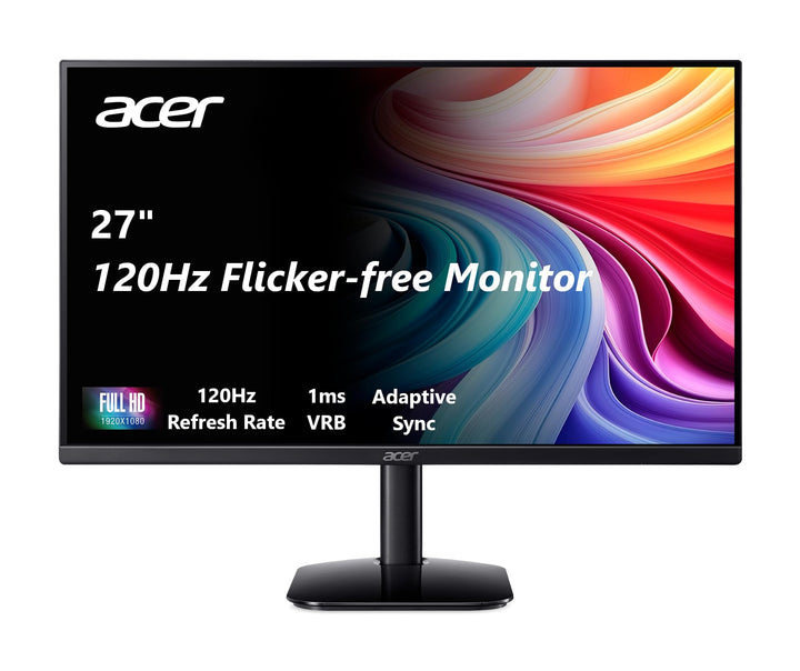 Acer 27in FHD 1920x1080 IPS 120Hz Gaming Monitor | Office KB272 G0bi | 1ms, AdaptiveSync, sRGB 99%, HDMI, VGA, VESA Mountable, Bluelight Filter