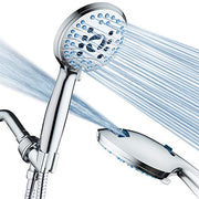 AquaCare 8-mode High Pressure Handheld Shower Head with 2-mode Power Wash | Stay Clean Nozzles, Dual Power Wash for Tub, Tile & Pets, Long 6 ft. Stainless Steel Hose, Wall & Overhead Brackets / Chrome
