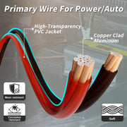 Energeaster 4 Gauge Wire 25FT Black + 25FT Red Automotive Primary Wire | Copper Clad Aluminum, Primary Automotive Power/Ground Cable, for Audio Speaker, RV, Amp, Generator, Solar, Translucent Jacket