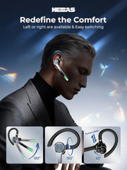 HEIBAS Bluetooth Headset, Wireless Earpiece with Mic for Work | 72H Playtime, 500mAh Charging Case, Hands-Free Calling with Mute Button for Work, Trucker, Office, Driving, iPhone, Black