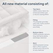 Niagara Sleep Solution 100% Cotton Top Queen Size Mattress Pad, Pillow Top | Cloud-Like Soft Mattress Topper, Breathable Cover, 20" Deep Pocket, Back Pain Relief, Perfect for Hot Sleepers, White
