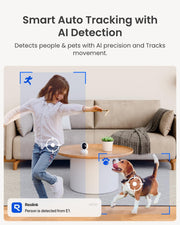 REOLINK 4MP 2K Indoor Camera E1, Plug-in WiFi 6 Security Camera | 360 Degree Pet Camera with Phone app, Baby Monitor with Person/Pet/Cry Detection, Night Vision, 2-Way Talk, Local Storage