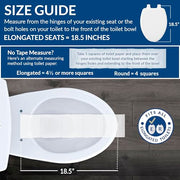 Mayfair Cassel slow close toilet seat, easy clean non-slip premium wood seat, install, made in USA, elongated, white
