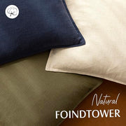 Foindtower Linen Solid Decorative Throw Pillow Covers 20x20 Natural Beige | Pack of 2 Boho Farmhouse Pillowcase,Accent Neutral Cushion Covers,Morden Home Decor for Chair Couch Sofa Bedroom Living Room