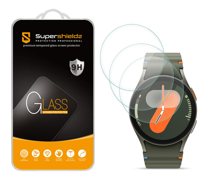 Supershieldz (3 Pack) Designed for Samsung Galaxy Watch 7, 6, 5, 4 (40mm) / Watch FE (40mm) Tempered Glass Screen Protector, Anti Scratch, Bubble Free