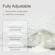 Coop Home Goods Original Adjustable Pillow, Queen Size Bed Pillow for Sleeping, Cross Cut Memory Foam Pillow - Medium Firm Back, Stomach and Side Sleeper Pillow, CertiPUR-US/GREENGUARD Gold