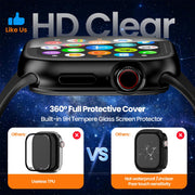 YIJDACASE 3 in 1 Waterproof Case for 40mm Apple Watch SE 3/2/1 Series 6/5/4 | 40mm PC Bumper 360 Full Face Cover Built-in Tempered Glass Screen Protector, Sensitive Touch Scratch, Matte Black
