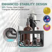 Veken Shower Caddy 6-Pack, Bathroom Organizers and Storage Shelves, Black | Advanced Rustproof Design, Large Capacity, No Drilling, Adhesive Rack with Soap Holder, Wall-Mounted Kitchen & Home Decor