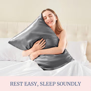 BEDELITE Satin Pillowcases, Queen Size 20x30 Inch, Dark Grey, Set of 2 | Similar to Silk Pillow Cases, Soft and Cooling, Reduces Friction, Gentle on Hair and Skin, Envelope Closure, Women Men Gift