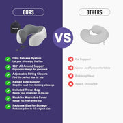 napfun Neck Pillow for Traveling, Upgraded Travel Neck Pillow for Airplane 100% Pure Memory Foam Travel Pillow for Flight Headrest Sleep, Portable Plane Accessories, Light Grey
