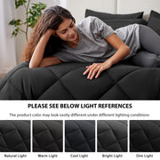 Love's cabin King Size Comforter Set, 7 Pieces Bed in a Bag, Black | OEKO-TEX Certified, All-Season, 1 Down-Alternative Comforter + 1 Flat & Fitted Sheets + 2 Pillowcases + 2 Pillow Shams