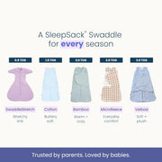 HALO SleepSack Swaddle | Cotton | 1.5 TOG | 68-75°F | 6-12 lbs |Baby Blue | 3-Way Swaddle: Arms In, Hands-to-Face or Arms Out | Double Zipper for Easy Changes | Hip-Healthy Design | Newborn 0-3 Months
