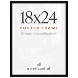 Americanflat 18x24 Poster Frame - Slim Molding - Black | Polished plexiglass front, hangs vertical or horizontal, sawtooth hangers included, secure turn-tab backing