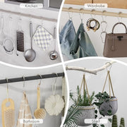 Amazer Shower Curtain Hooks, Decorative Rust Proof Stainless Steel Shower Curtain Hooks for Bathroom Shower Rods Set of 12, Polished Nickel