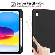 ProCase for iPad A16 11th/10th Generation Case with Pencil Holder -Black | 11 Inch 2025/10.9 Inch 2022, a16 iPad Case 11 10 Gen Cover with Pen Holer, Hybrid Soft TPU Back, Touch ID, Auto Wake/Sleep