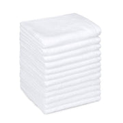 Amazon Basics Cotton Washcloths, Lightweight Quick-Dry, Absorbent Face and Body Towel Set, 12" x 12", White, 12-Pack