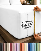 CGK Extra Deep Queen Single Fitted Sheet Only - White | Easily Fits 18 inch to 24 inch Mattress, Soft, Wrinkle Free, Breathable & Comfy, Extra Deep Pockets Hotel Luxury Fitted Sheet