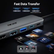 Acer USB C Hub, 5-in-1 USBC to HDMI Adapter with 4K@60Hz for Laptop/Mac | USBC Splitter Docking Station with HDMI 2.0, 100W PD, USB-C, USB-A 3.0 & USB-A 2.0 Data Ports for iPad Pro, iPhone 17 Pro Max