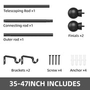 GXOACKJ Curtain Rods for windows 32-48 inch, 5/8 inch Decorative Curtain Rod Set, Matte Black Splicing Heavy Duty Metal Curtain Rod with Brackets