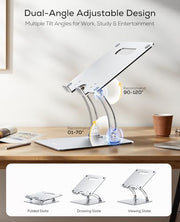 Nulaxy Ergonomic Adjustable Laptop Stand for Desk, Dual Foldable Computer Riser with Advanced Heat-Vent, Heavy-Duty Portable Notebook Holder for Posture Correction, Compatible with Mac 10-16" Laptops