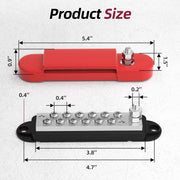RVBOATPAT Power Distribution Block 12V 150A 1/4" Stud Marine Bus Bar 12 Volt DC Battery Busbar for Boat Automotive Solar Wiring