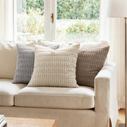 MIULEE Corduroy Decorative Throw Pillow Covers 18x18 Cream White Pack of 2 | Soft Boho Striped Pillow Covers Modern Farmhouse Home Decor For Sofa Living Room Couch Bed
