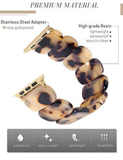 Heesch Tortoise Stretchy Watch Band Compatible with Apple Watch Resin Cute Watch Strap Wristband for iWatch Bracelet for Women Men Girls, 38/40/41mm, 42/44/45/46/49mm, Oval Version