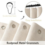 MIULEE Beige Scalloped Shower Curtain Linen Textured with 12 Metal Hooks Cute Heavy Duty Washable Waterproof Neutral Thick Cloth Shower Curtains with Black Border for Bathroom Bathtub,W72*L72 Cream
