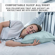 Suatien Mulberry Silk Pillowcase for Hair and Skin Standard Size, Haze Blue | Fits 20x26 Inches Pillows, Hypoallergenic, Smooth, Cooling Pillow Covers for Hot Sleepers with Hidden Zipper, Women Men Gift
