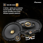 Pioneer A-Series Plus TS-A1681F 6.5" 4-Way Coaxial Car Speakers 350W Max | Ideal Factory Upgrade, Balanced Sound + Smooth Treble, Enhanced Bass, Installation Adaptors Included