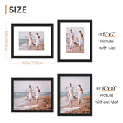 upsimples 8x10 Picture Frames, Gallery Wall Frames Set of 5, Black | Photo Frame Collage Wall Decor, 8 x 10 Frame, 5x7 Frame with Mat for Family, Baby, Hallway, Christmas