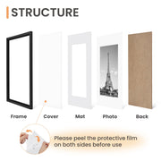 upsimples 8x10 Picture Frames, Gallery Wall Frames Set of 5, Black | Photo Frame Collage Wall Decor, 8 x 10 Frame, 5x7 Frame with Mat for Family, Baby, Hallway, Christmas