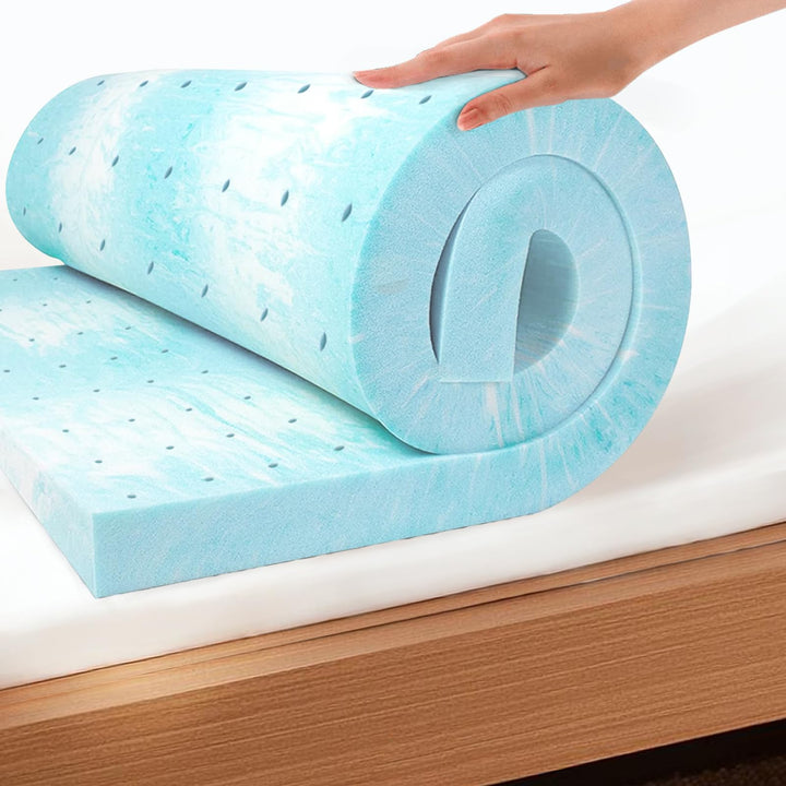 EGO 3 Inch Queen Mattress Topper Gel Memory Foam for Pressure Relief | Cooling Gel Infused, Ventilated Design Bed Topper in a Box, CertiPUR-US Certified, 80"Lx60"W