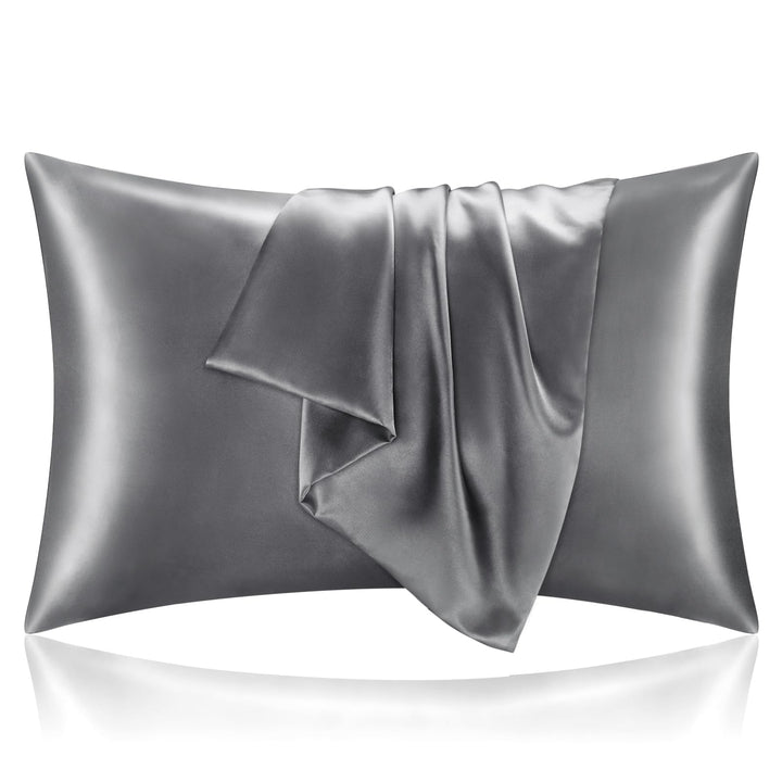 BEDELITE Satin Pillowcases, Queen Size 20x30 Inch, Dark Grey, Set of 2 | Similar to Silk Pillow Cases, Soft and Cooling, Reduces Friction, Gentle on Hair and Skin, Envelope Closure, Women Men Gift