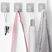 DDMY Adhesive Wall Hooks Clear 50lb(Max) Heavy Duty Hanging Sticky-10 Pack | Heavy Duty Hooks for Walls Hanging 50 lbs No Damage, Waterproof Sticky Transparent Ceiling Hook for Towel/Kitchen/Outdoor