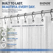 EHZNZIE Crystal Clear Shower Curtain Liner 72x72, PEVA Waterproof Bath Curtain, No Chemical Smell, 3 Weighted Magnets, Durable with Rustproof Metal Grommets