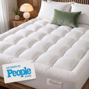 Niagara Sleep Solution 100% Cotton Top Queen Size Mattress Pad, Pillow Top | Cloud-Like Soft Mattress Topper, Breathable Cover, 20" Deep Pocket, Back Pain Relief, Perfect for Hot Sleepers, White