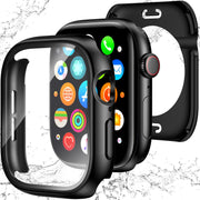 YIJDACASE 3 in 1 Waterproof Case for 40mm Apple Watch SE 3/2/1 Series 6/5/4 | 40mm PC Bumper 360 Full Face Cover Built-in Tempered Glass Screen Protector, Sensitive Touch Scratch, Matte Black