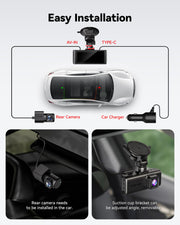 REDTIGER 4K STARVIS 2 Dashcam Front Rear, 5GHz WiFi 20MB/s, Free 128GB Card | Voice Control, Touch Screen, GPS, Loop Recording, Parking Mode, Audio Recording, WDR Night Vision, Supercapacitor(F7N Touch)