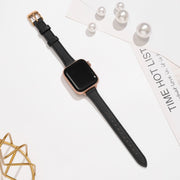 STIROLL Slim Leather Band Compatible with Apple Watch Bands for Women | Genuine Leather Thin Strap, 40/41/38/42mm(Series 12 11 10), Fits iWatch SE 9 8 7 6 5 4 3 2 1, for Small Wrists, Daily Wear