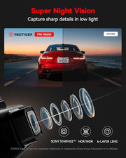 REDTIGER 4K STARVIS 2 Dashcam Front Rear, 5GHz WiFi 20MB/s, Free 128GB Card | Voice Control, Touch Screen, GPS, Loop Recording, Parking Mode, Audio Recording, WDR Night Vision, Supercapacitor(F7N Touch)